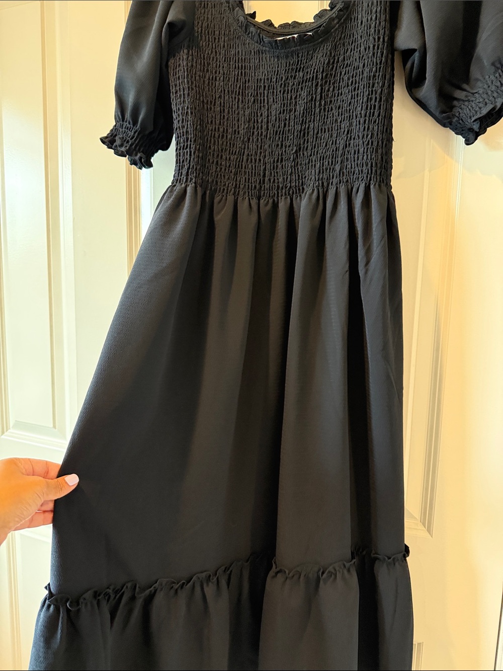 Hill House Black Maxi Dress with Smocked Bodice and Puff Sleeves - Picture 8 of 9